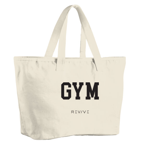 Print - GYM black - Oversized Heavy Duty Canvas Tote Bag Thumbnail
