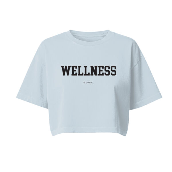Print - WELLNESS Black - Women's Heavyweight Washed Cropped Tee Thumbnail