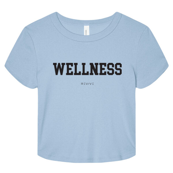 Print - WELLNESS Black - Women's Micro Rib Baby Tee Thumbnail