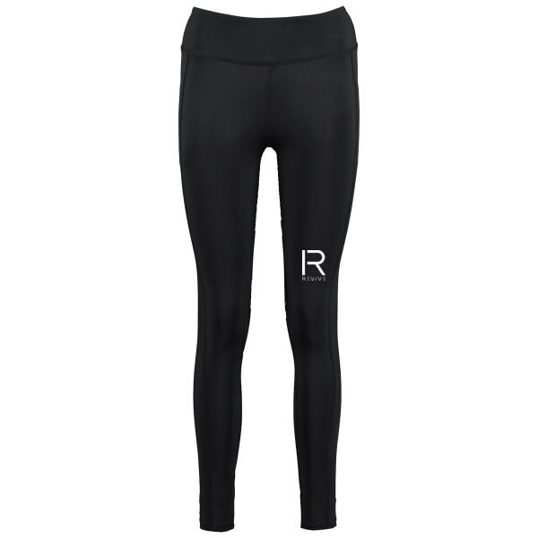 Revive Active Gym Full Length Leggings - White Logo Large R Revive Thumbnail